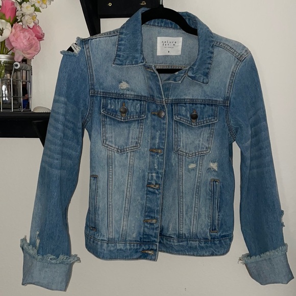 NWOT Nature Denim by Kancan Distressed Jean Jacket - Picture 1 of 4